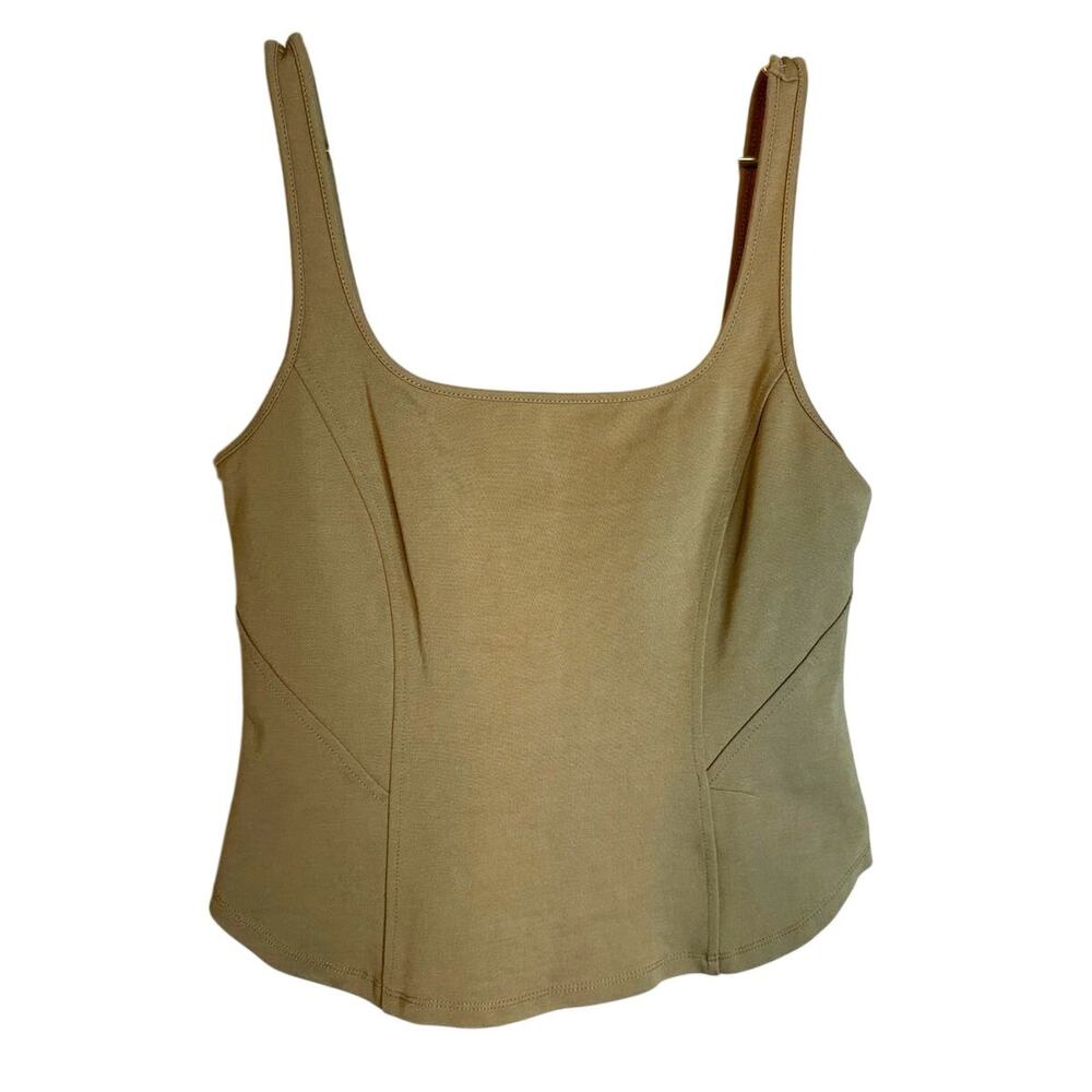 Adrienne Landau Onyx Tan Ponte Knit Corset Tank Top M